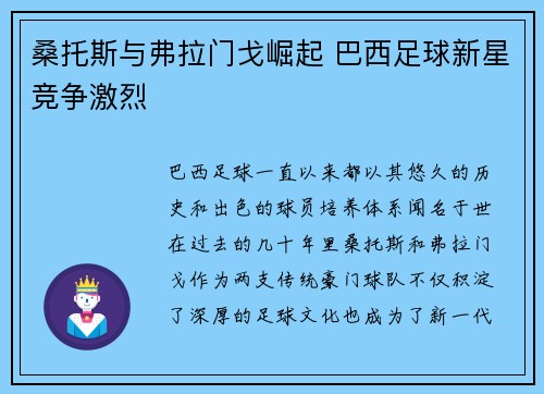 桑托斯与弗拉门戈崛起 巴西足球新星竞争激烈 桑托斯与弗拉门戈崛起 巴西足球新星竞争激烈
